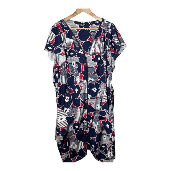 City Chic Abstract Floral Zip Front Dress Tunic Rivera XXL - Picture 2 of 7